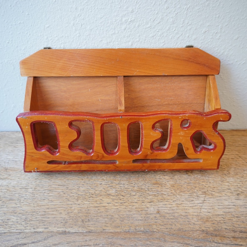 Vintage Handcrafted Mail Organizer Farmhouse Cottagecore Wall Hanging Decor Cute